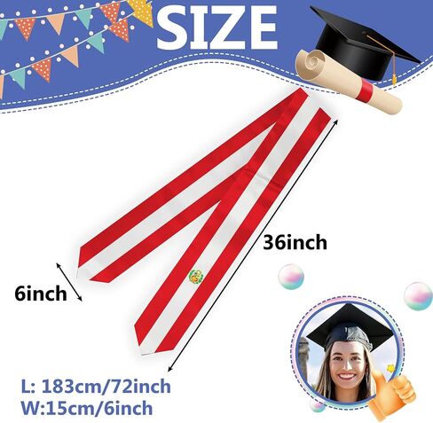 Flag Graduation Stole Sash, Flag Graduation Shawl Sash Stole Wraps Scarf For International Study Pride Women Men (Peru) in Saudi Arabia