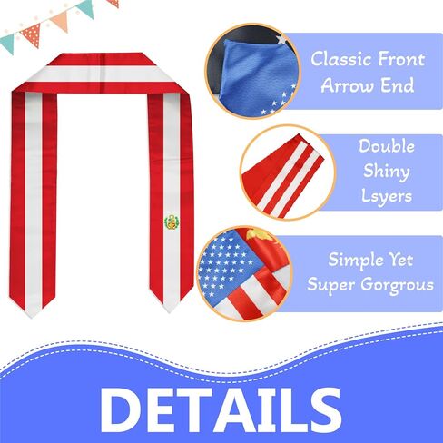 Flag Graduation Stole Sash, Flag Graduation Shawl Sash Stole Wraps Scarf For International Study Pride Women Men (Peru) in Saudi Arabia