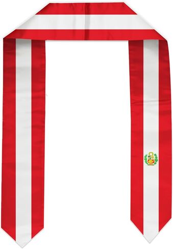 Flag Graduation Stole Sash, Flag Graduation Shawl Sash Stole Wraps Scarf For International Study Pride Women Men (Peru) in Saudi Arabia