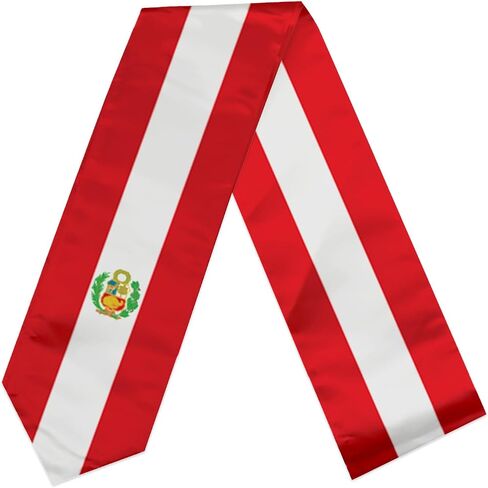 Flag Graduation Stole Sash, Flag Graduation Shawl Sash Stole Wraps Scarf For International Study Pride Women Men (Peru) in Saudi Arabia