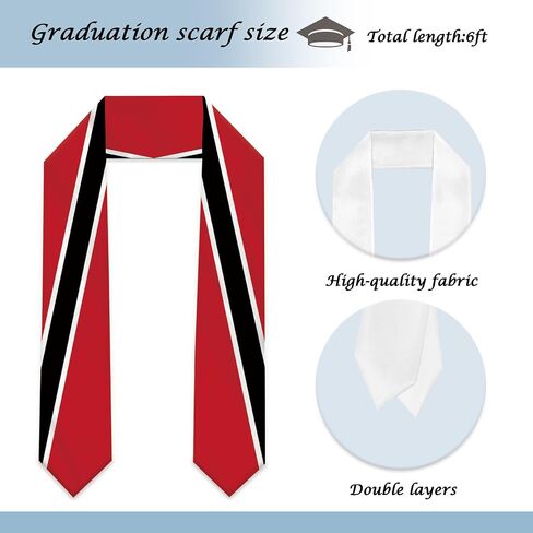 Trinidad and Tobago Flag Graduation Stole Sash Scarf Double Layer Polyester Satin Fabric Anti-Wrinkle in Kuwait