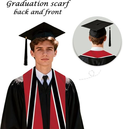 Trinidad and Tobago Flag Graduation Stole Sash Scarf Double Layer Polyester Satin Fabric Anti-Wrinkle in Kuwait