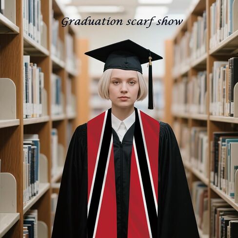 Trinidad and Tobago Flag Graduation Stole Sash Scarf Double Layer Polyester Satin Fabric Anti-Wrinkle in Kuwait