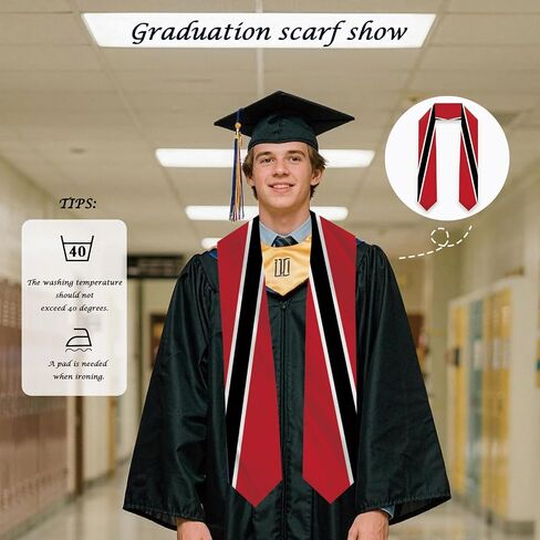 Trinidad and Tobago Flag Graduation Stole Sash Scarf Double Layer Polyester Satin Fabric Anti-Wrinkle in Kuwait
