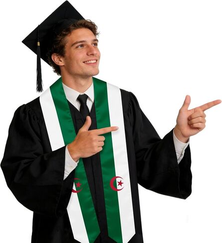 Algeria Graduation Sash Stole International Study Abroad Unisex Algeria Flag Graduation Scarf in Kuwait