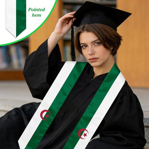 Algeria Graduation Sash Stole International Study Abroad Unisex Algeria Flag Graduation Scarf in Kuwait