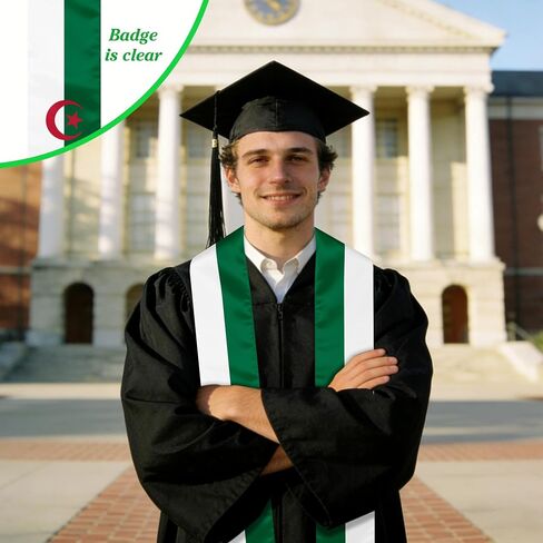 Algeria Graduation Sash Stole International Study Abroad Unisex Algeria Flag Graduation Scarf in Kuwait