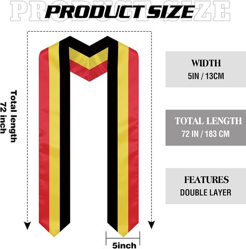 Belgium Graduation Sash Stole International Study Abroad Unisex Belgium Flag Graduation Scarf in Kuwait