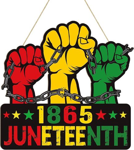 Wooden Juneteenth Decorations Door Wreath for Front Door Sign, June 19th 1865 African Afro American Freedom Day Wall Signs Hanging for Porch Yard Home Wall Art Decor Party Yard Porch Outdoor Indoor in Kuwait