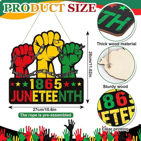 Wooden Juneteenth Decorations Door Wreath for Front Door Sign, June 19th 1865 African Afro American Freedom Day Wall Signs Hanging for Porch Yard Home Wall Art Decor Party Yard Porch Outdoor Indoor in Kuwait
