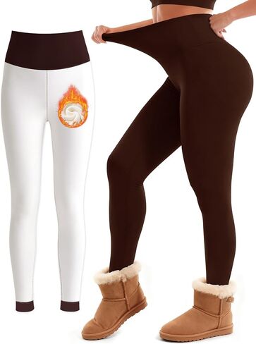 Laite Hebe Fleece Lined Leggings Women - High Waisted Winter Yoga Pants Tummy Control Soft Thermal Warm for Hiking Workout in Saudi Arabia