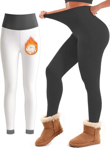 Laite Hebe Fleece Lined Leggings Women - High Waisted Winter Yoga Pants Tummy Control Soft Thermal Warm for Hiking Workout in Saudi Arabia