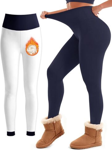Laite Hebe Fleece Lined Leggings Women - High Waisted Winter Yoga Pants Tummy Control Soft Thermal Warm for Hiking Workout in Saudi Arabia