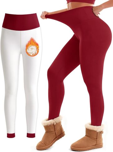 Laite Hebe Fleece Lined Leggings Women - High Waisted Winter Yoga Pants Tummy Control Soft Thermal Warm for Hiking Workout in Saudi Arabia