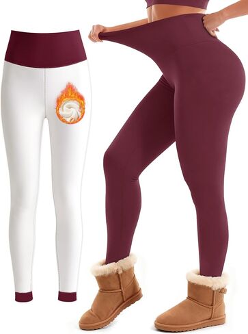 Laite Hebe Fleece Lined Leggings Women - High Waisted Winter Yoga Pants Tummy Control Soft Thermal Warm for Hiking Workout in Saudi Arabia