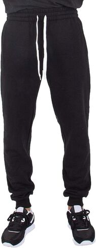 Shaka Wear Men’s Joggers Sweatpants - Medium Heavy Cotton Fleece Slim Fit Full Length Casual Pants Sports Workout FJP02 Black,2XL in Saudi Arabia