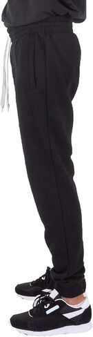 Shaka Wear Men’s Joggers Sweatpants - Medium Heavy Cotton Fleece Slim Fit Full Length Casual Pants Sports Workout FJP02 Black,2XL in Saudi Arabia
