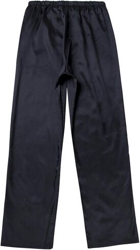 Honganda Men's Satin Pajama Pants, Sleepwear Long Pajama Bottoms with Drawstring Loungwear Pjs Pants (Black, Medium) in Kuwait