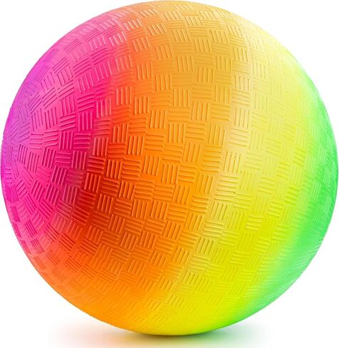 Bedwina Rainbow Playground Ball - 8.5Inch (Pack of 1) Rubber Bouncy Inflatable Balls for Kids and Adults, Indoor and Outdoor Games, Kickball, Dodgeball, Four Square, Dodge Ball, Handball in Kuwait