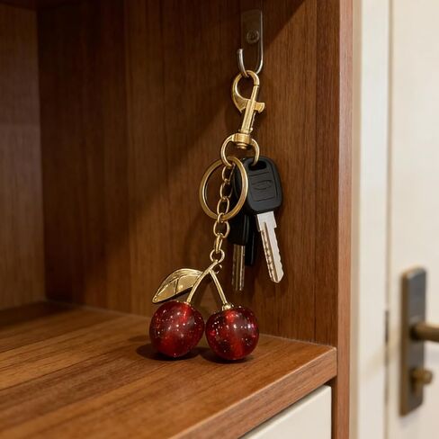 Cherry Bag Charm for Handbags, Cute Cherry Purse Charm Chain | Gold Red Tote Bag Accessories for Women in Saudi Arabia