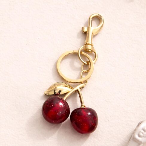 Cherry Bag Charm for Handbags, Cute Cherry Purse Charm Chain | Gold Red Tote Bag Accessories for Women in Saudi Arabia