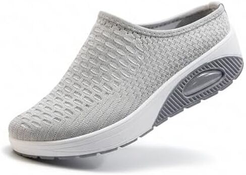 Women's Knit Orthopedic Mule Clogs, Breathable Air Cushion Backless Sneakers Casual Comfort Walking Casual Mules Lightweight Half Shoes for Indoor Outdoor in Kuwait