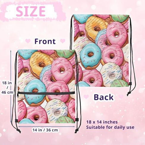Drawstring Backpack Colorful Donuts Water Resistant String Bag Sports Sackpack Gym Sack with Side Pocket for Men Women in Saudi Arabia