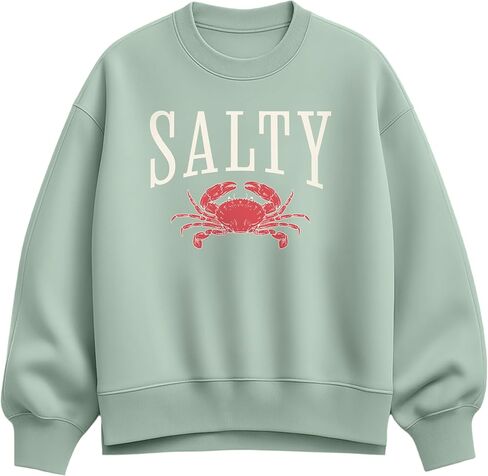 Instant Message - Salty Crab - Women's Oversized Fleece Crew Sweatshirt in Kuwait