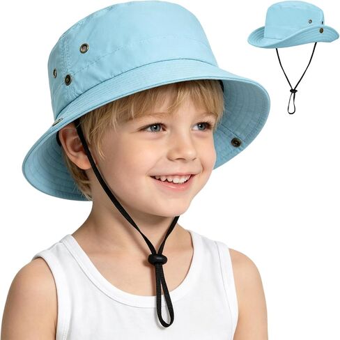 Kids UPF 50+ Sun Hat for Girls Boys Lightweight Wide Brim Bucket Hat for Hiking Beach Safari Hat in Kuwait