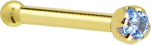 Solid 14k Yellow Gold 1.5mm Genuine Topaz Nose Stud Bone 20 Gauge 1/4 in Kuwait