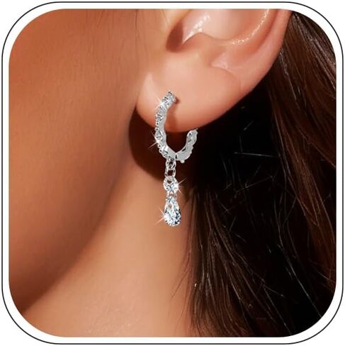 Pearl Earrings for Women, 14k Gold Plated Trendy Diamond Pearl Drop Earrings Hypoallergenic Dainty Bridal Gifts Wedding jewelry for Women in Saudi Arabia
