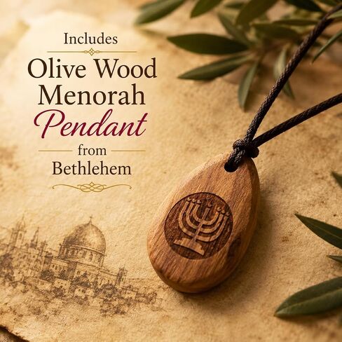 Spikenard Magdalena Anointing Oil Roll On 10ml – Holy Land Biblical Spikenard Essence with Olive Wood Menorah Pendant & Scripture Gift Set in Saudi Arabia