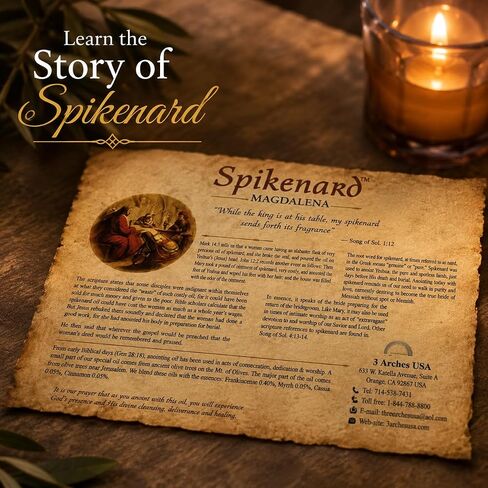 Spikenard Magdalena Anointing Oil Roll On 10ml – Holy Land Biblical Spikenard Essence with Olive Wood Menorah Pendant & Scripture Gift Set in Saudi Arabia