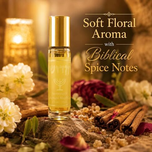 Spikenard Magdalena Anointing Oil Roll On 10ml – Holy Land Biblical Spikenard Essence with Olive Wood Menorah Pendant & Scripture Gift Set in Saudi Arabia