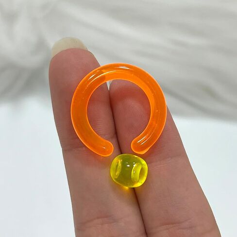 6G Glow In Dark UV Reactive Acrylic Captive Bead Ring CBR Large Gauges Expander Earrings Septum Pierced Body Jewelry 16mm 5/8 Inch in Kuwait
