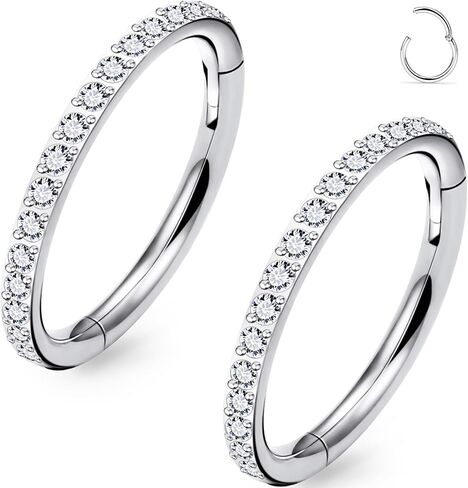 20G 18G 16G Titanium Nose Rings Hoops G23 Hinged Septum Nose Rings Clicker Helix Daith Rook Cartilage Tragus Earrings Segment Ring Lip Ring Piercing Jewelry for Women Men 8mm 10mm in Saudi Arabia