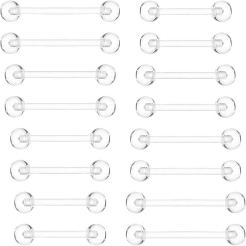 Lusofie 16Pcs 14G Plastic Nipple Piercings 12mm 14mm 16mm 19mm - Plastic Nipple Rings for Surgery - Clear Acrylic Tongue Rings in Kuwait