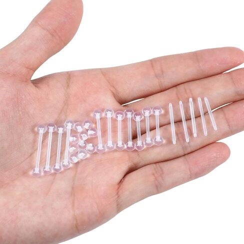 Lusofie 16Pcs 14G Plastic Nipple Piercings 12mm 14mm 16mm 19mm - Plastic Nipple Rings for Surgery - Clear Acrylic Tongue Rings in Kuwait