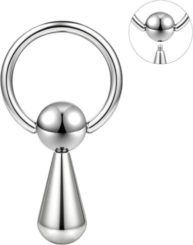 Earring Adjustable Load Ring PA Piercing Jewelry 316L Surgical Steel 14G 12G Nipple Rings for Men Women 2Pc Silver in Kuwait