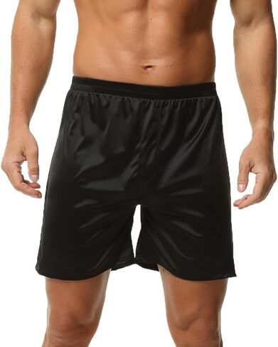 Mens Satin Boxers Shorts Silk Silky Loose Casual Lounge Shorts Pajama Bottoms Trunks in Saudi Arabia