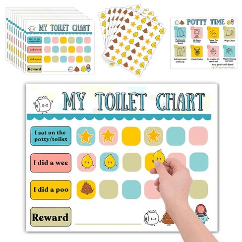18 Pcs Potty Training Sticker Chart for Kids, Bathroom Habits Reward Potty Training Chart for Toddlers Boys Girls with Pee and Poop Stickers Toilet Star Reward Charts Toilet Habits Tracking (4Chart) in Saudi Arabia
