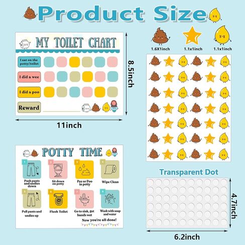 18 Pcs Potty Training Sticker Chart for Kids, Bathroom Habits Reward Potty Training Chart for Toddlers Boys Girls with Pee and Poop Stickers Toilet Star Reward Charts Toilet Habits Tracking (4Chart) in Saudi Arabia