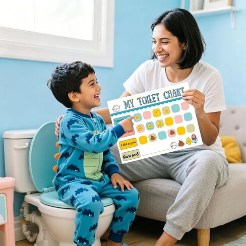 18 Pcs Potty Training Sticker Chart for Kids, Bathroom Habits Reward Potty Training Chart for Toddlers Boys Girls with Pee and Poop Stickers Toilet Star Reward Charts Toilet Habits Tracking (4Chart) in Saudi Arabia