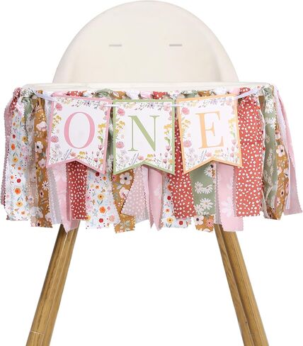Wildflower High Chair Banner - Fairy First Birthday Decorations, Our Little Wild Flower Is Turning One Banner, Floral 1st Birthday Decoration, Floral One Garland Party Supplies in Saudi Arabia