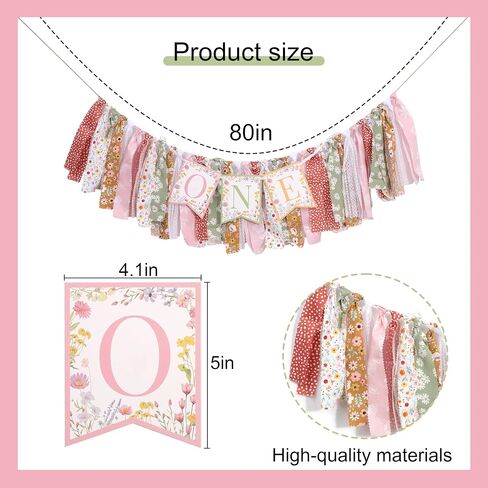 Wildflower High Chair Banner - Fairy First Birthday Decorations, Our Little Wild Flower Is Turning One Banner, Floral 1st Birthday Decoration, Floral One Garland Party Supplies in Saudi Arabia