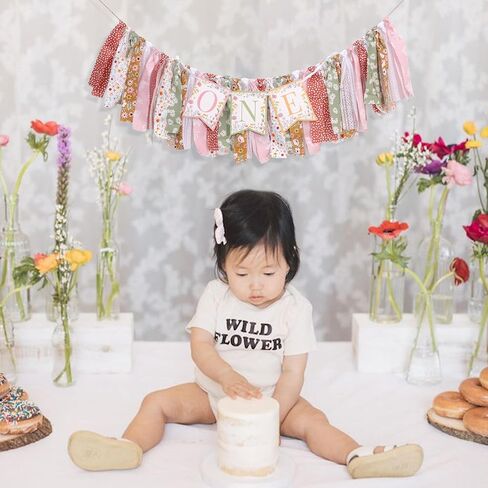 Wildflower High Chair Banner - Fairy First Birthday Decorations, Our Little Wild Flower Is Turning One Banner, Floral 1st Birthday Decoration, Floral One Garland Party Supplies in Saudi Arabia