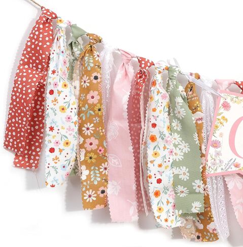 Wildflower High Chair Banner - Fairy First Birthday Decorations, Our Little Wild Flower Is Turning One Banner, Floral 1st Birthday Decoration, Floral One Garland Party Supplies in Saudi Arabia