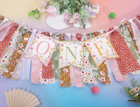 Wildflower High Chair Banner - Fairy First Birthday Decorations, Our Little Wild Flower Is Turning One Banner, Floral 1st Birthday Decoration, Floral One Garland Party Supplies in Saudi Arabia