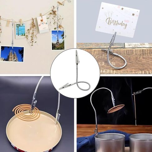 Portable Mosquito Coil Holder Clip Flexible Height Adjustable Metal Incense Stick Stand Holder, Christmas Cards Display Stand Clip for Indoor Outdoor Use Pool Side Patio Deck Camping (10, 7 inch) in Saudi Arabia