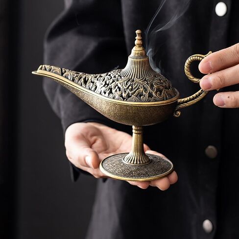 Arabic Incense Burner Aladdin Magic Incenses Holder Antique Style Lamp Metal Incense Burner Scented & Unscented Candle Holder Home Office Decor in Kuwait